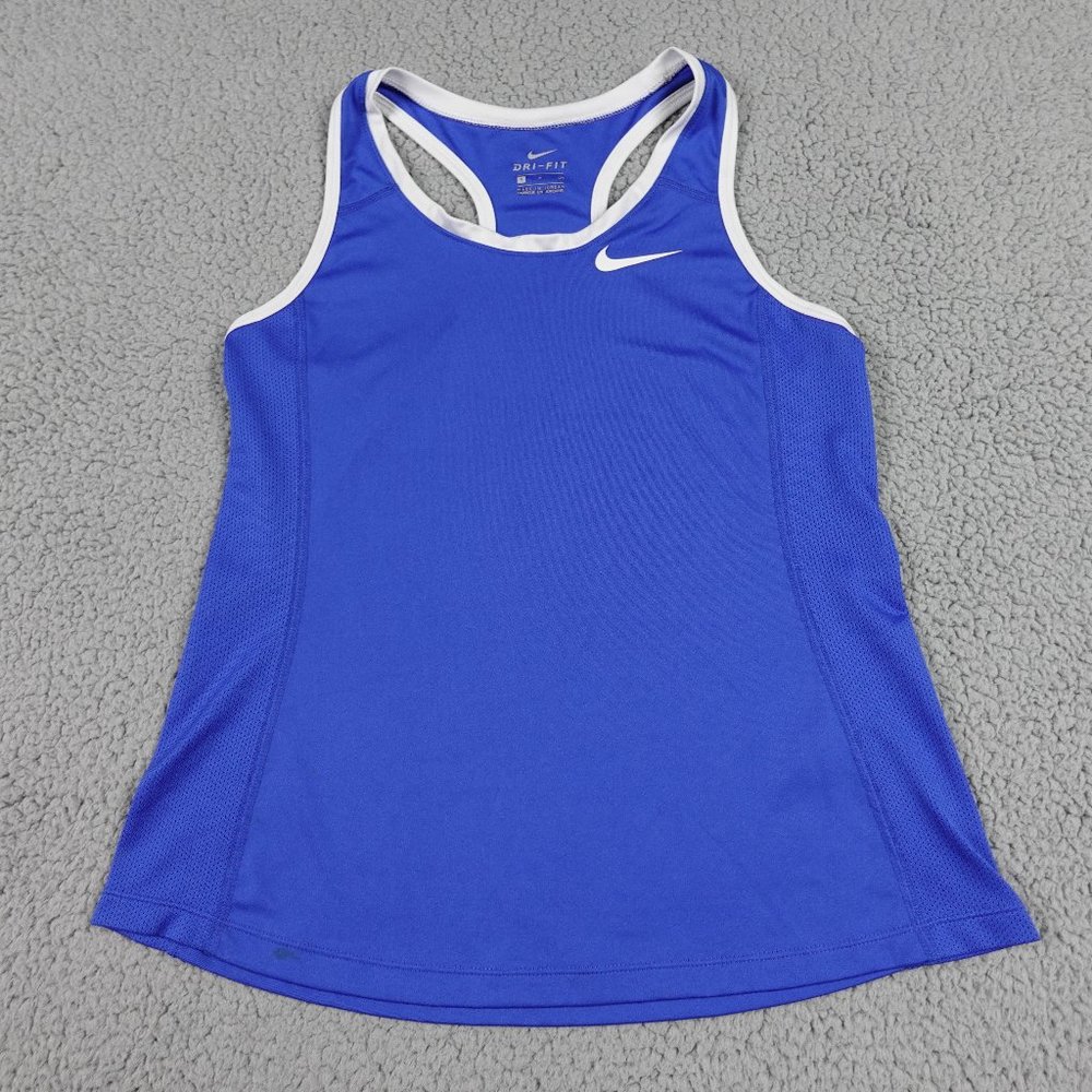 NIKE Dri Fit Tank Top Womens Small Blue Razor Back Pullover Running Tennis Golf